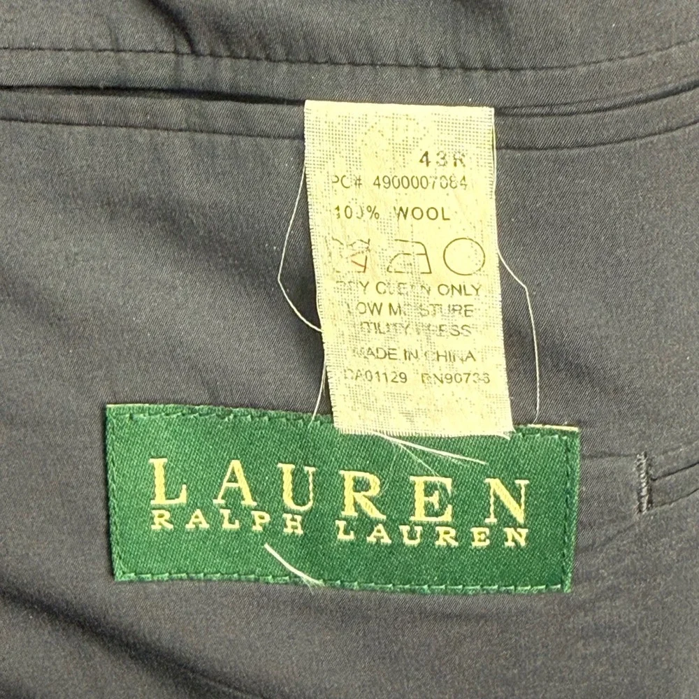 Lauren Ralph Lauren Blazer Mens 43R Navy Blue 100% Wool Gold Button Sport Coat